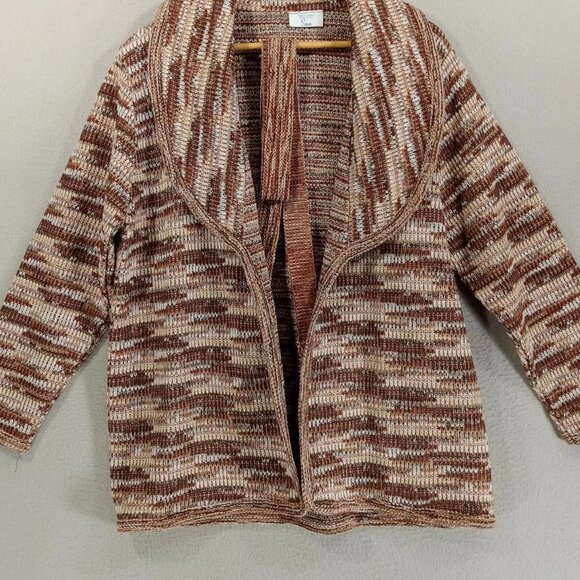 Vintage Sears Cardigan Womens M Brown Open Front Long Sleeves Shawl With Belt - Picture 4 of 10